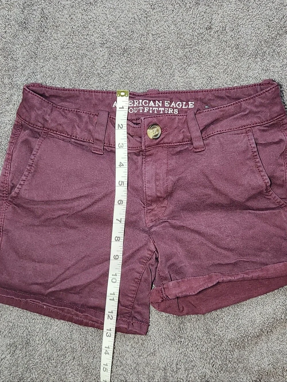 Burgundy American Eagle Twill Low Rise Shorts